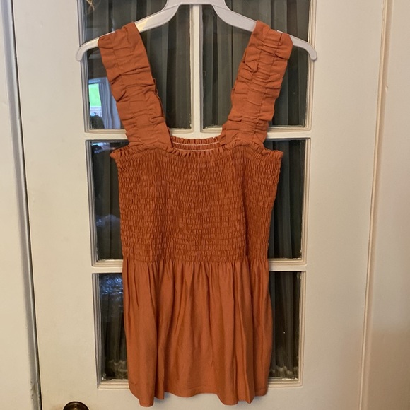 NWT Pink Desert Ruffled Strap Smocked Flowy Tank Top - Picture 6 of 13